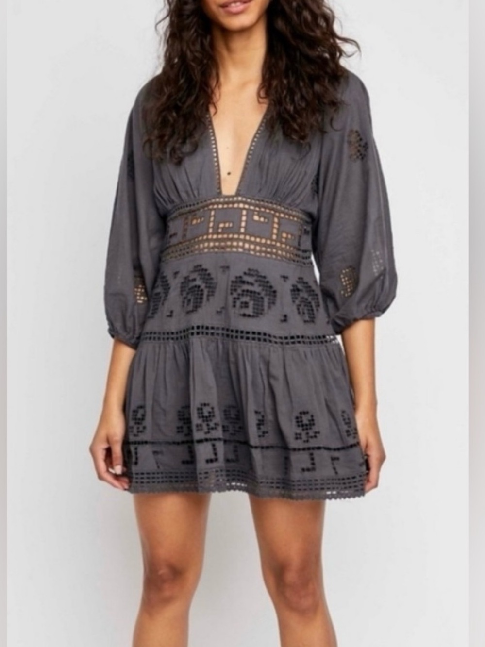 Free People Tea Time Mini dress gray
